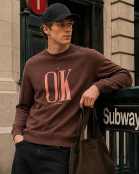 Shein Men Full Sleeve Typographic Chest Print Crew Sweatshirt-picture-22