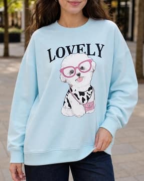 Shein Shein Women Drop Shoulder Graphic Chest Print Crew Sweatshirt