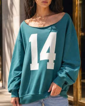Shein Shein Women Drop Shoulder Numeric Chest Print Sweatshirt