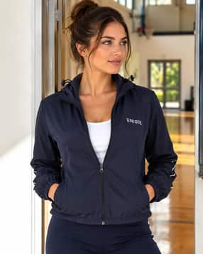 Shein Women Full Sleeve Typographic Print Hooded Jacket-picture-34
