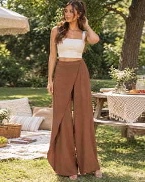 Shein Shein Women Semi Elasticated Waist Asymmetric Overlay Pant