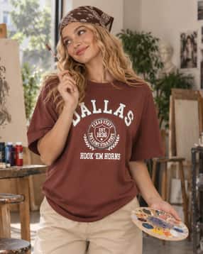 Shein Women Drop Shoulder Typographic Chest Print Crew Tshirt-picture-22