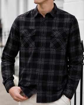 Shein Men Spread Collar Full Sleeve Checked Shirt With Pocket-picture-12