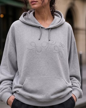 Shein Women Drop Shoulder Bow Chest Embellished Hoodie-picture-20