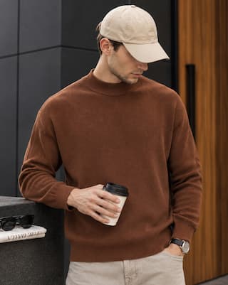 Shein Shein Men Medium Length Drop Shoulder High Neck Pullover
